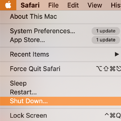 shut down an app on mac