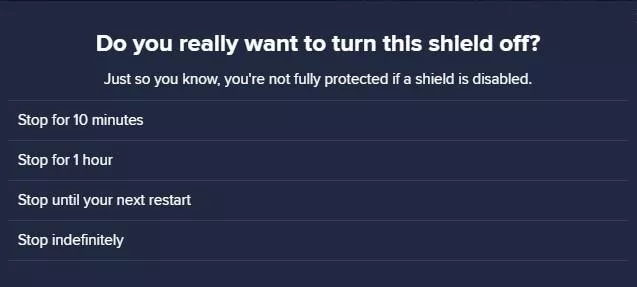 disabling avast core shields confirmation window disabling avast core shields confirmation window