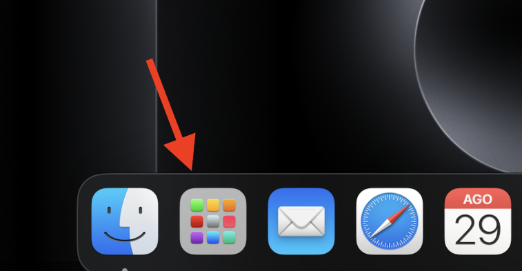 L'icona del Launchpad nel dock del Mac. Qui troverai tutte le tue app, quindi se vuoi disinstallare un programma scaricato dall'App Store, puoi farlo qui.
