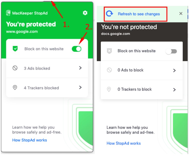 To stop blocking ads and trackers To stop blocking ads and trackers