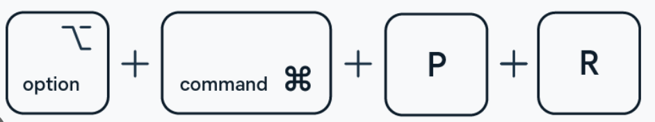 To reset PRAM on an Intel-based Mac, first shut down your device. When you turn it back on, hold down Option + Command + P + R for 20 seconds to reset PRAM.