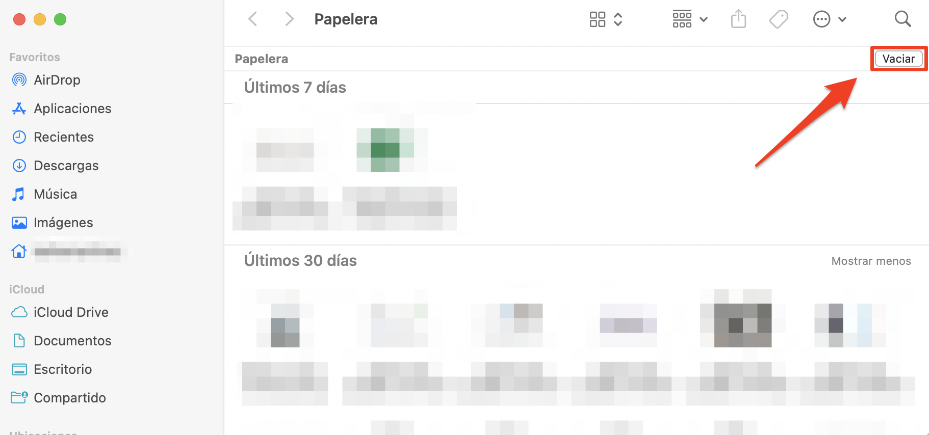 Todavía puedes acceder a tu papelera en Modo seguro. Después de mantener pulsada la tecla Option al iniciar, ve a Papelera > Vaciar para eliminar archivos.