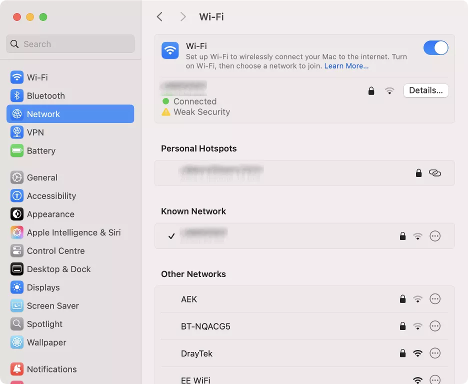 Now that you’re in Wi-Fi settings, look for a different Wi-Fi network to try another Internet connection. This could fix the software update error.