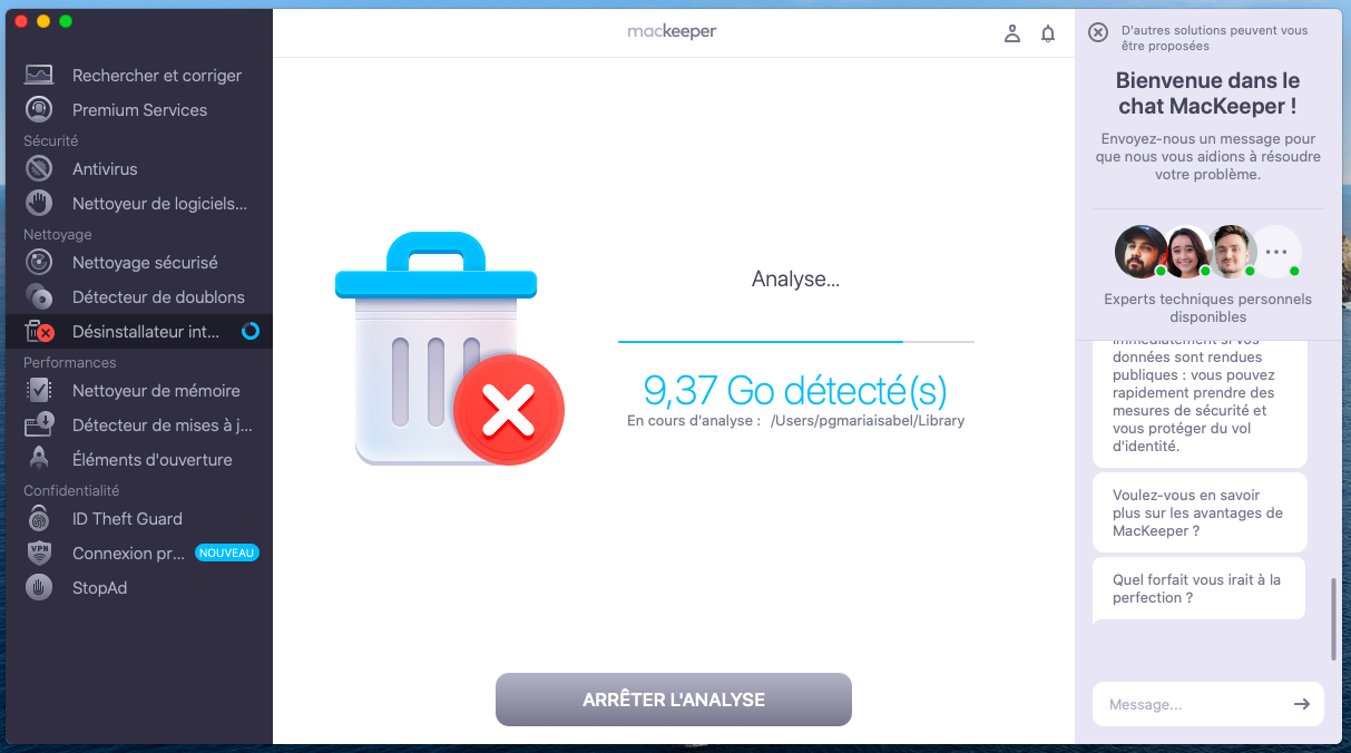 Le Désinstallateur intelligent de MacKeeper analyse votre Mac à la recherche de fichiers indésirables.