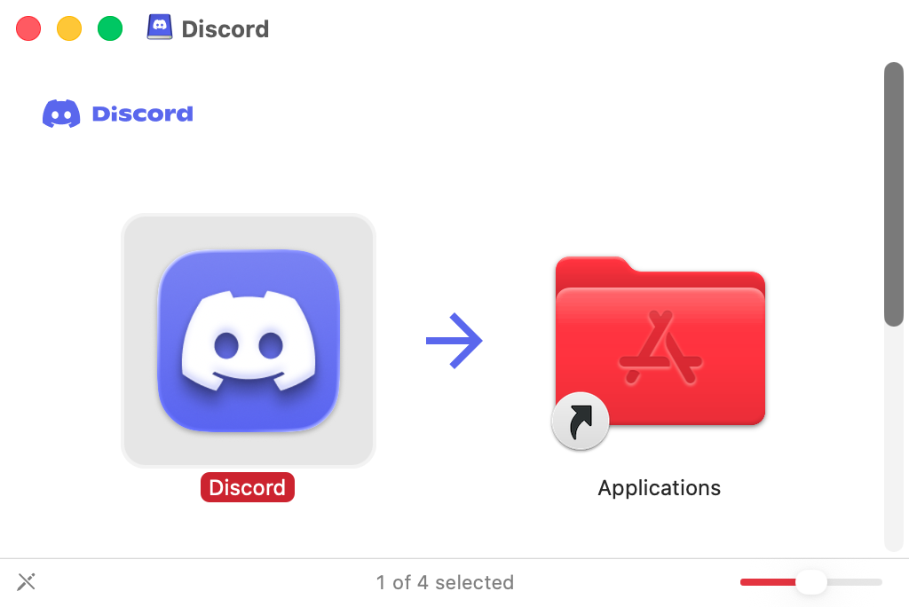 Next, go to the Discord website and download the official installer file. Open the installer, which will mount the DMG file. Drag the Discord app over to your Applications folder.
