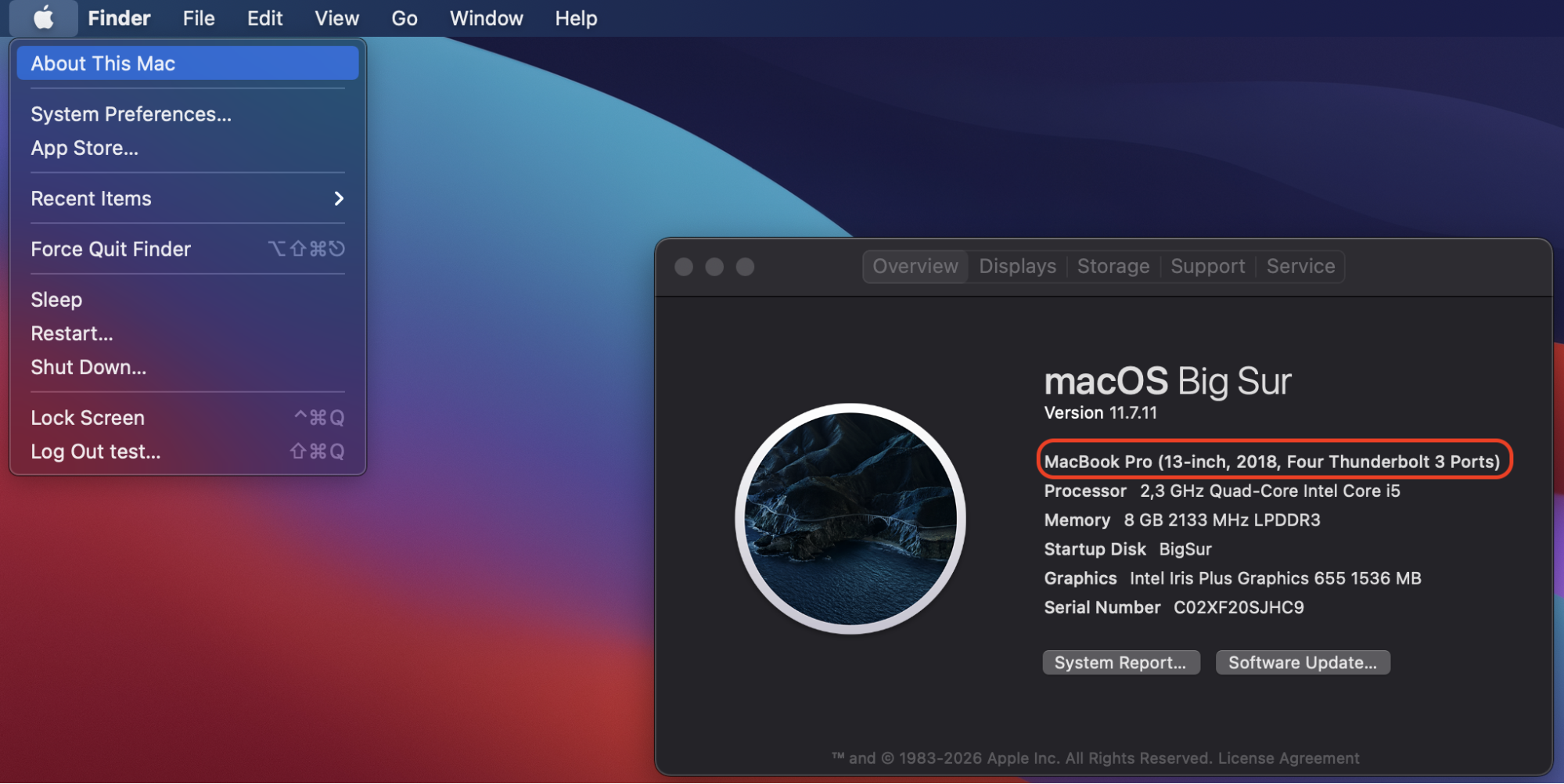 To check which Mac model you've got, go to the Apple menu > About This Mac. You'll find the corresponding information right after your actual macOS version.