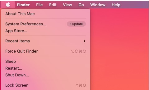 Click on the Apple icon Click on the Apple icon