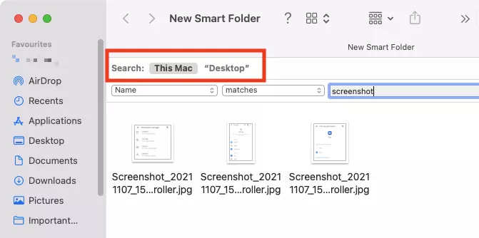 New Smart Folder > This Mac