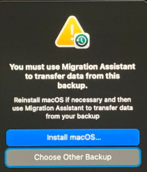 Sometimes, when you try recovering your Mac with Terminal backup, you can face the error of incompatibility. Look how it looks on the screen and either use a Migration Assistant or proceed with a clean macOS isntall.
