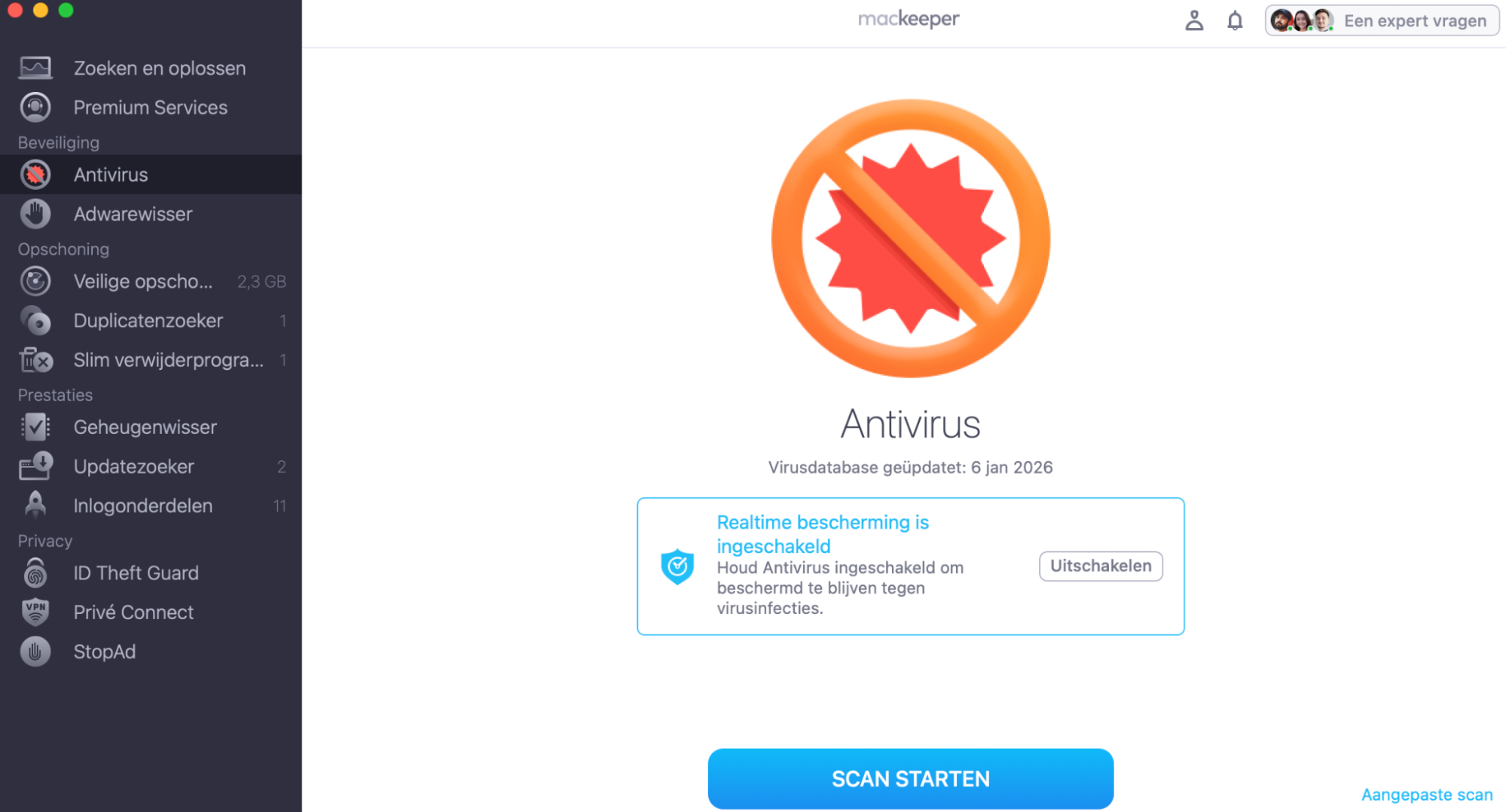 MacKeeper Antivirus scant je Mac op malware, waaronder Trojaanse paarden.