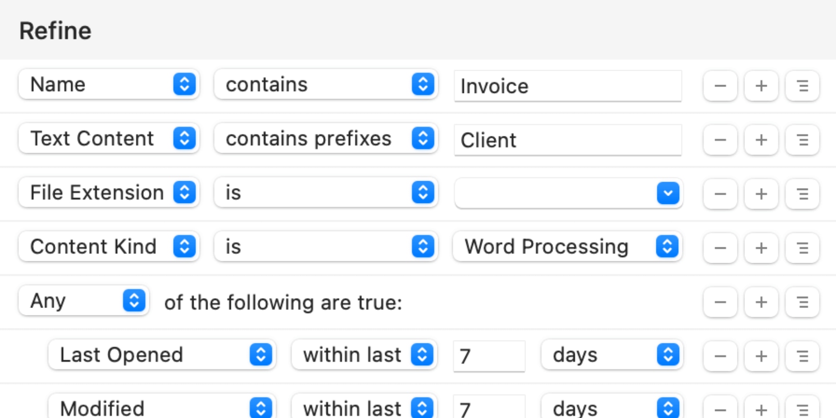 HoudahSpot interface showing refine search options for Mac