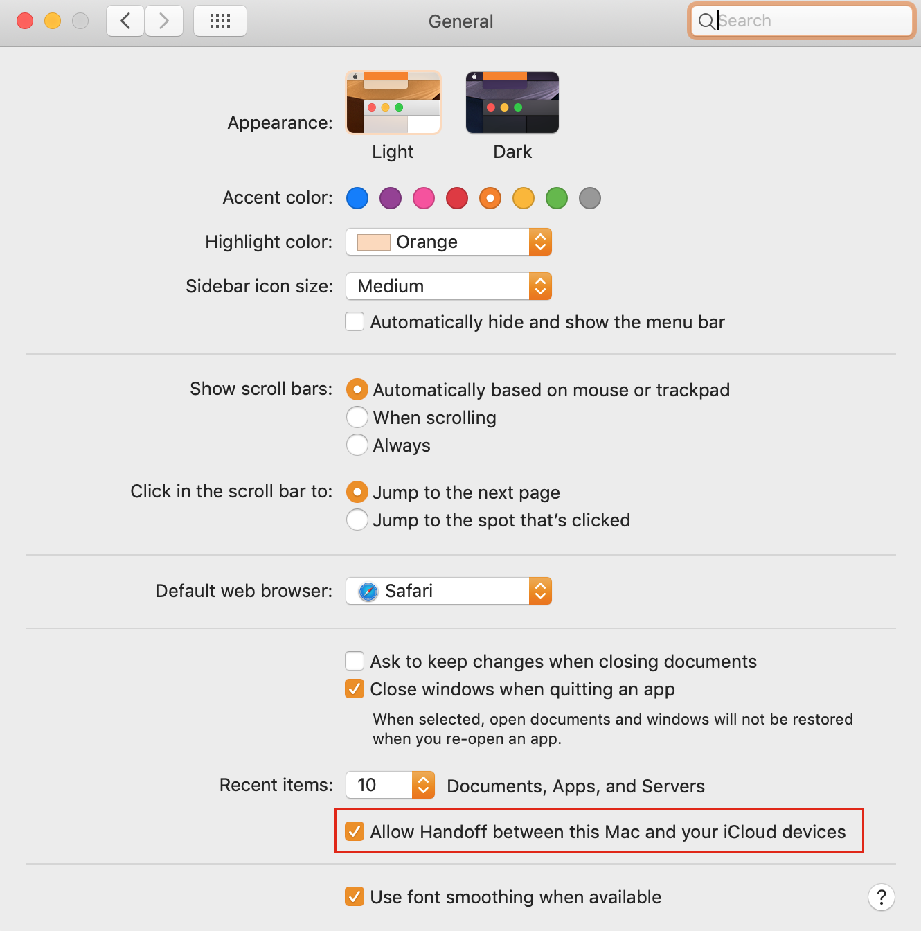 allow handoff checkbox in general settings in system preferences on mac allow handoff checkbox in general settings in system preferences on mac