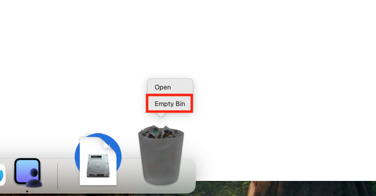 Once you've sent an app to your Trash, you'll need to empty your Trash to permanently delete the app from your Mac. Simply right-click your Trash and select 'Empty Trash'.