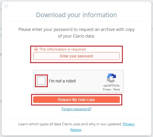 Request My Data Copy Request My Data Copy