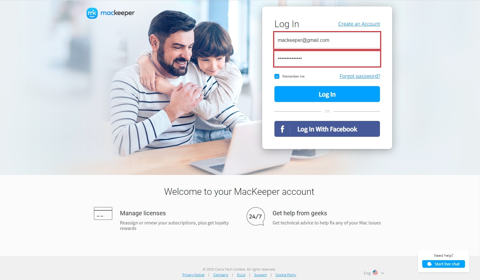 Enter the email and password Enter the email and password