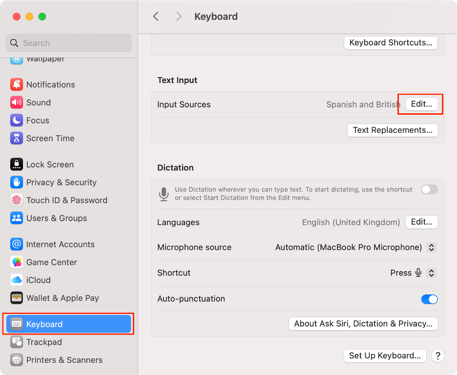 To use the Keyboard Viewer and check the Command key settings on your Mac, open System Settings, select Keyboard, and click Edit next to Input Sources.