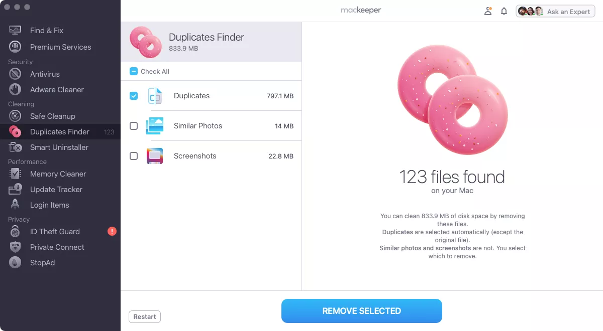 Remove Duplicates with MacKeeper