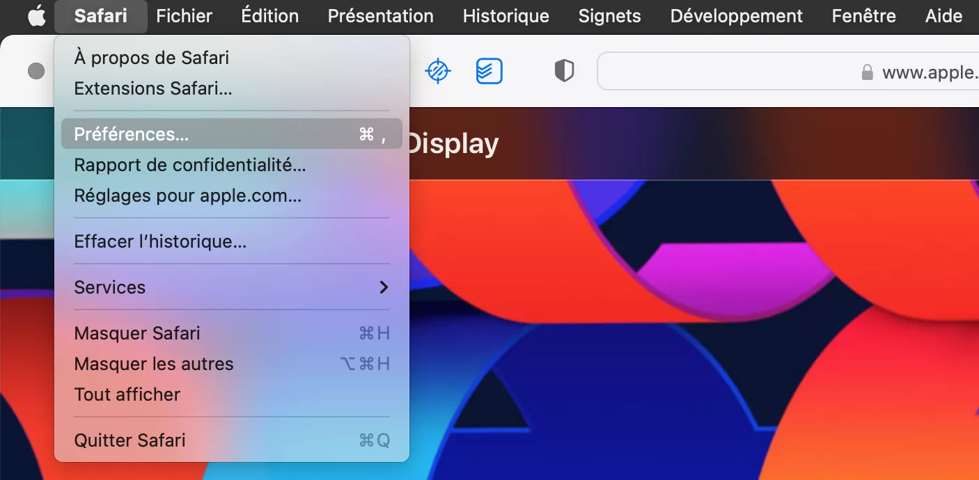 Safari > Préférences
