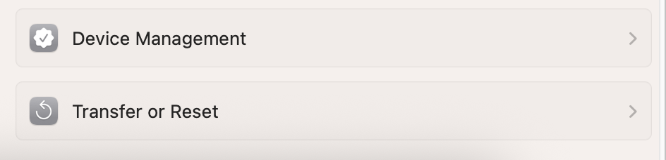 To reset your Mac, you can back up your device and then go to Sytem Settings > General. Here, select Transfer or Reset.