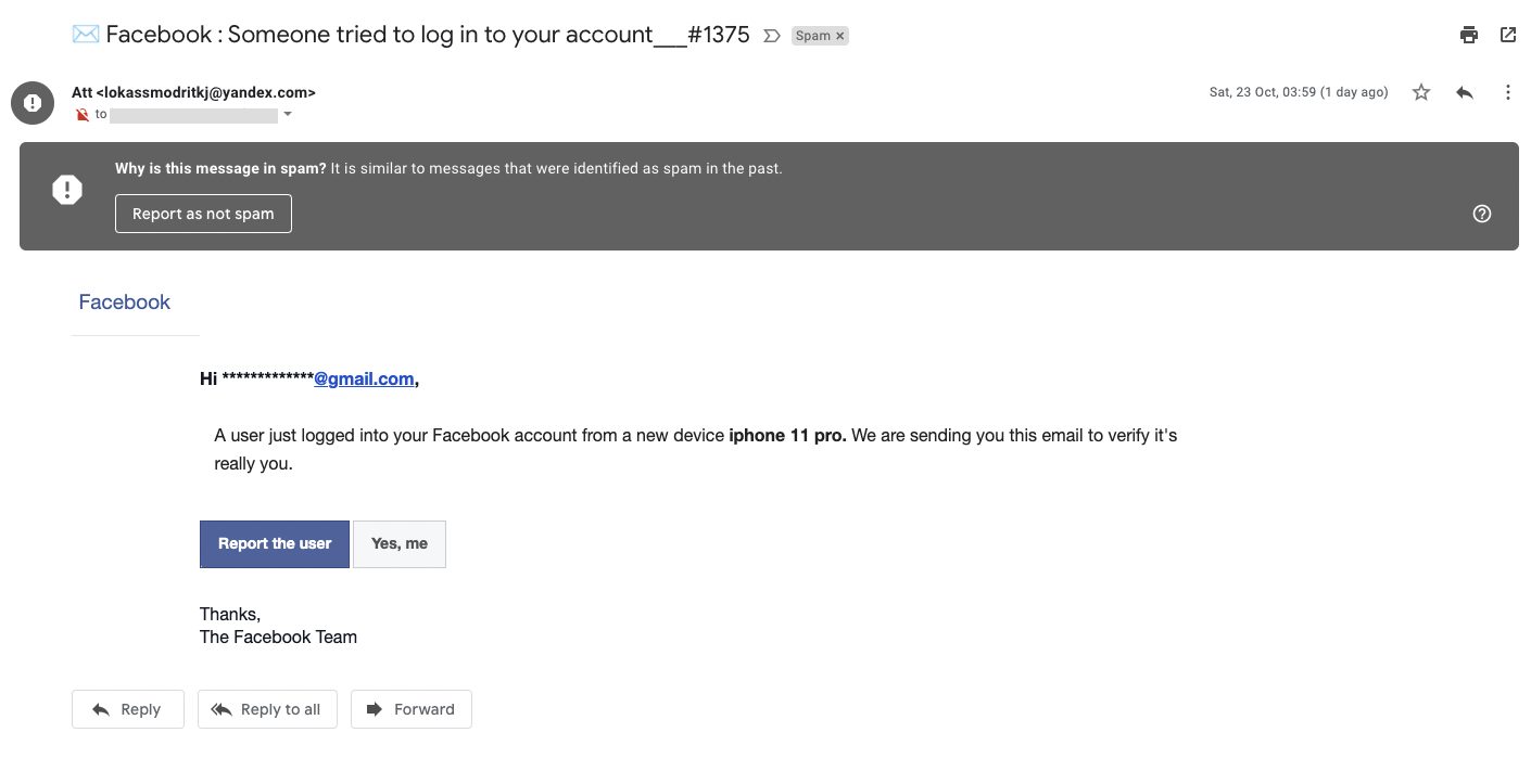phishing email