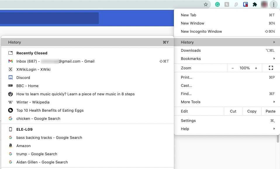 how to clear google chrome history on mac