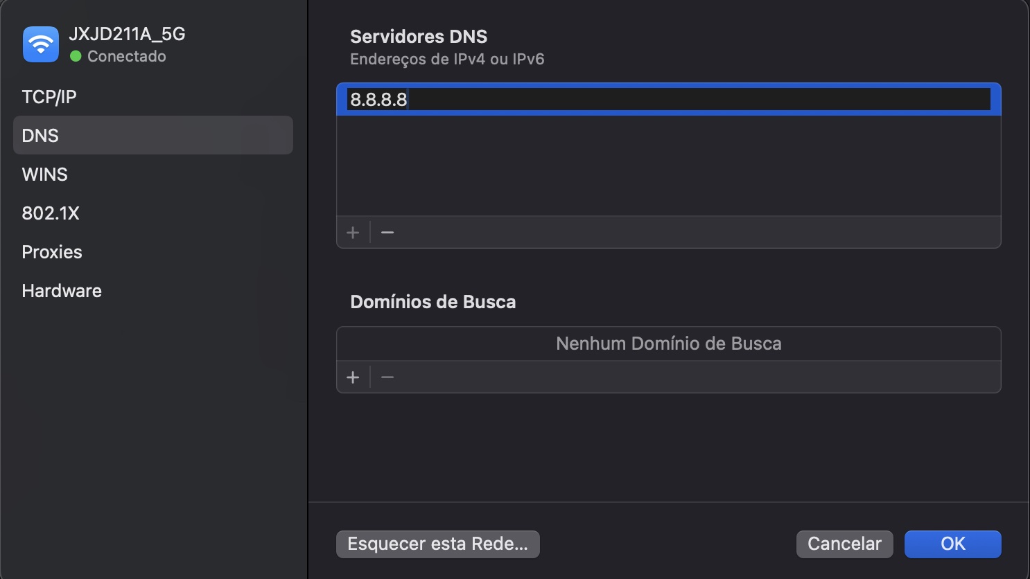 Agora você pode alterar as configurações de DNS do seu Mac. Isso pode ajudar se o seu navegador Safari estiver lento. Existem muitos servidores DNS, mas os do Google são populares.