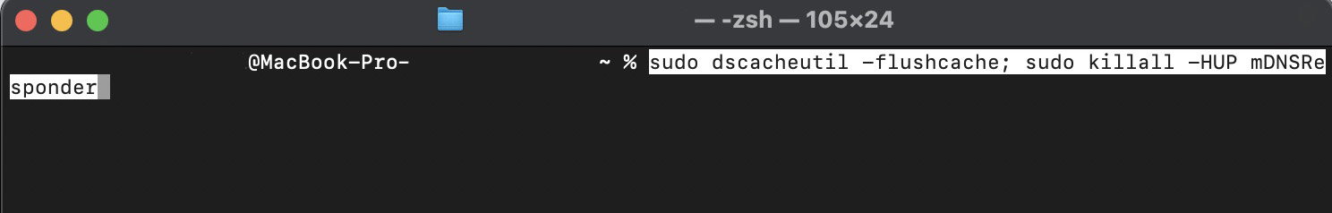 Digite e execute o comando sudo dscacheutil -flushcache; sudo killall -HUP mDNSResponder