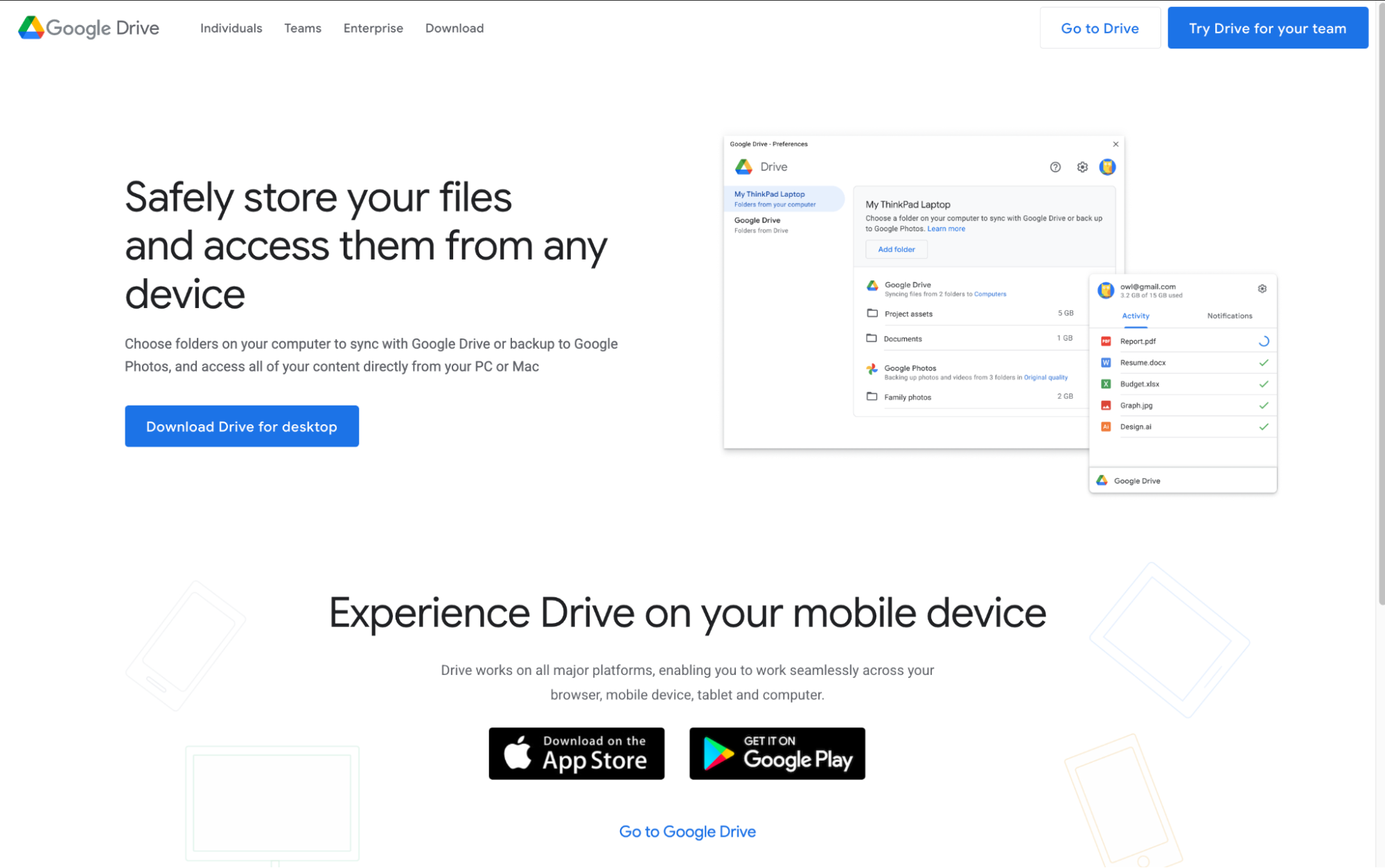 To download the official version of Google Drive for your desktop, make sure to only download the application from Google’s official webpage. In Safari, search for Google Drive Desktop, go to Google’s webpage, and press the Download Drive for Desktop button.