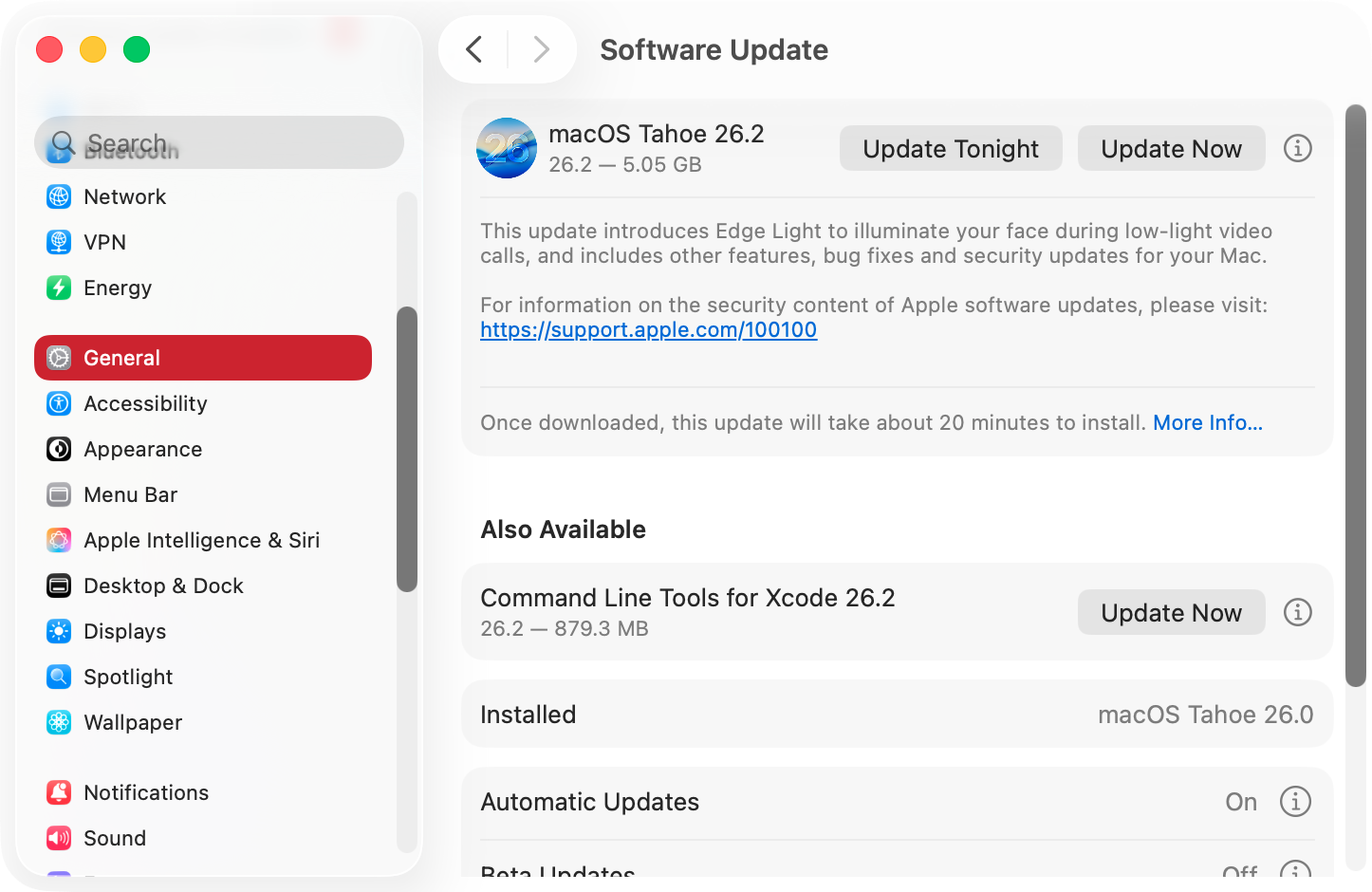 Your Mac's System Settings will automatically look for updates. If there's anything available, you can click the 'Update Now' button and apply the update, following the on-screen instructions.