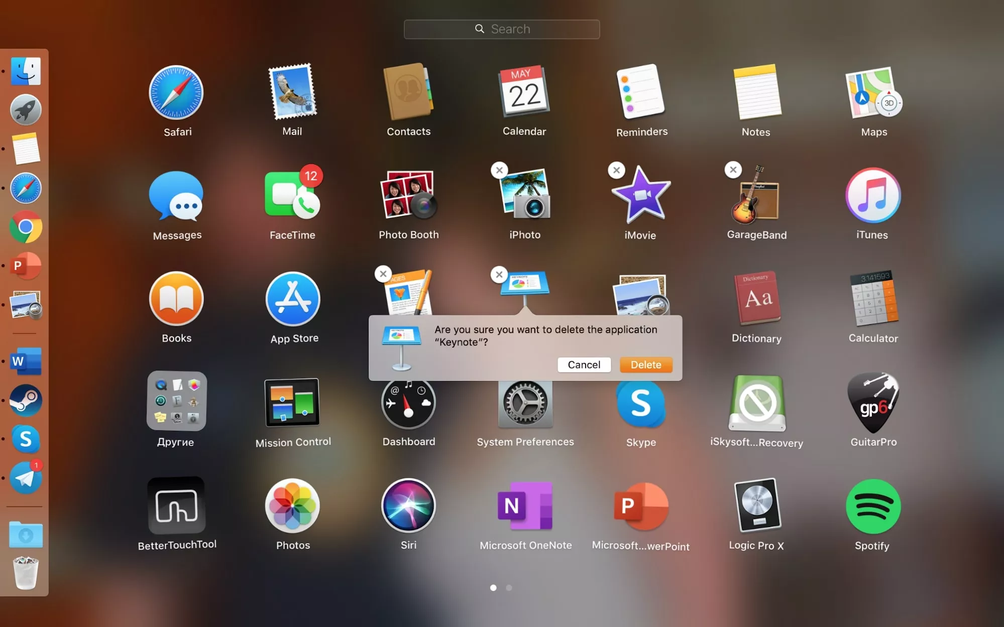 delete an app in launchpad