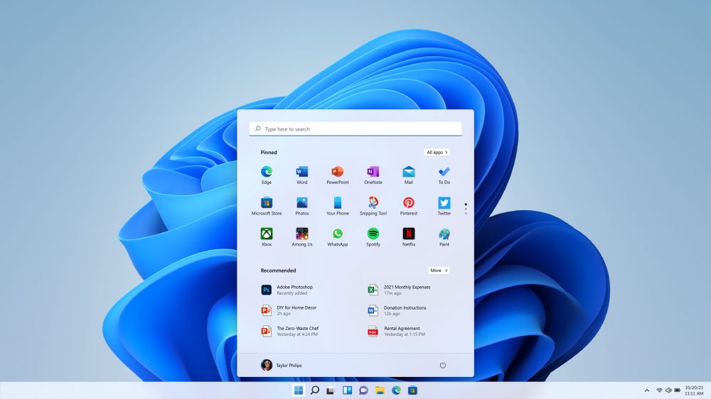 In Windows 11, the Start menu is now in the centre of the taskbar. Microsoft has made other changes too, as well as increasing security.