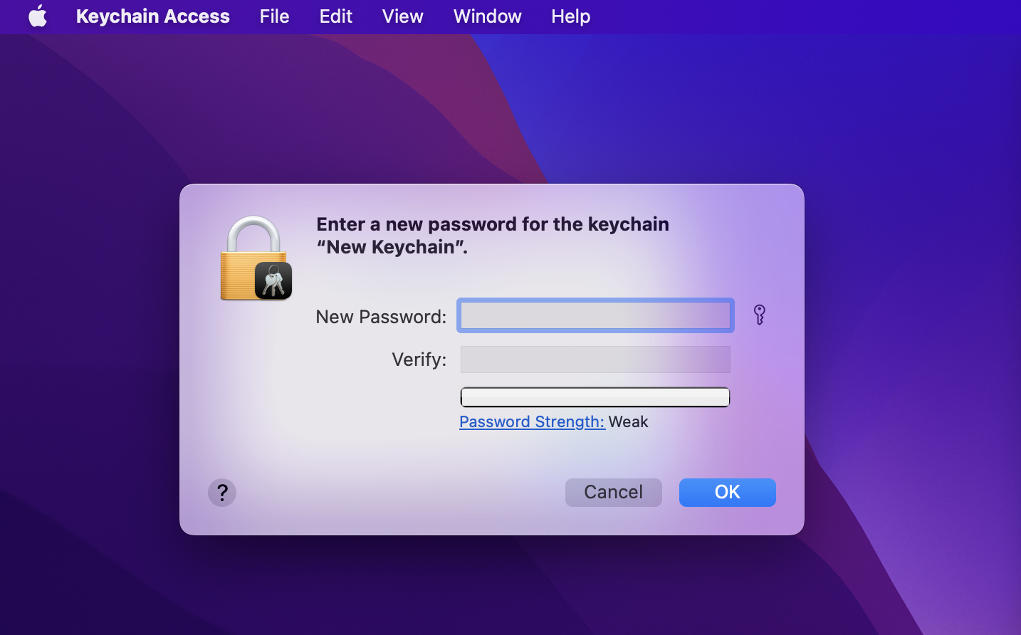 Keychain Access new password Keychain Access new password
