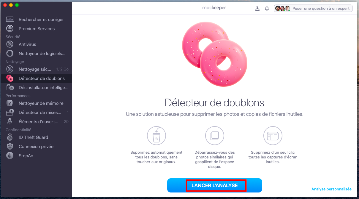 Cliquez sur Lancer l'analyse pour activer le Détecteur de doublons.