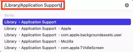Finder on Mac displaying the Go to Folder window. Enter a folder location, then press enter to find files associated with macOS Bundlore.
