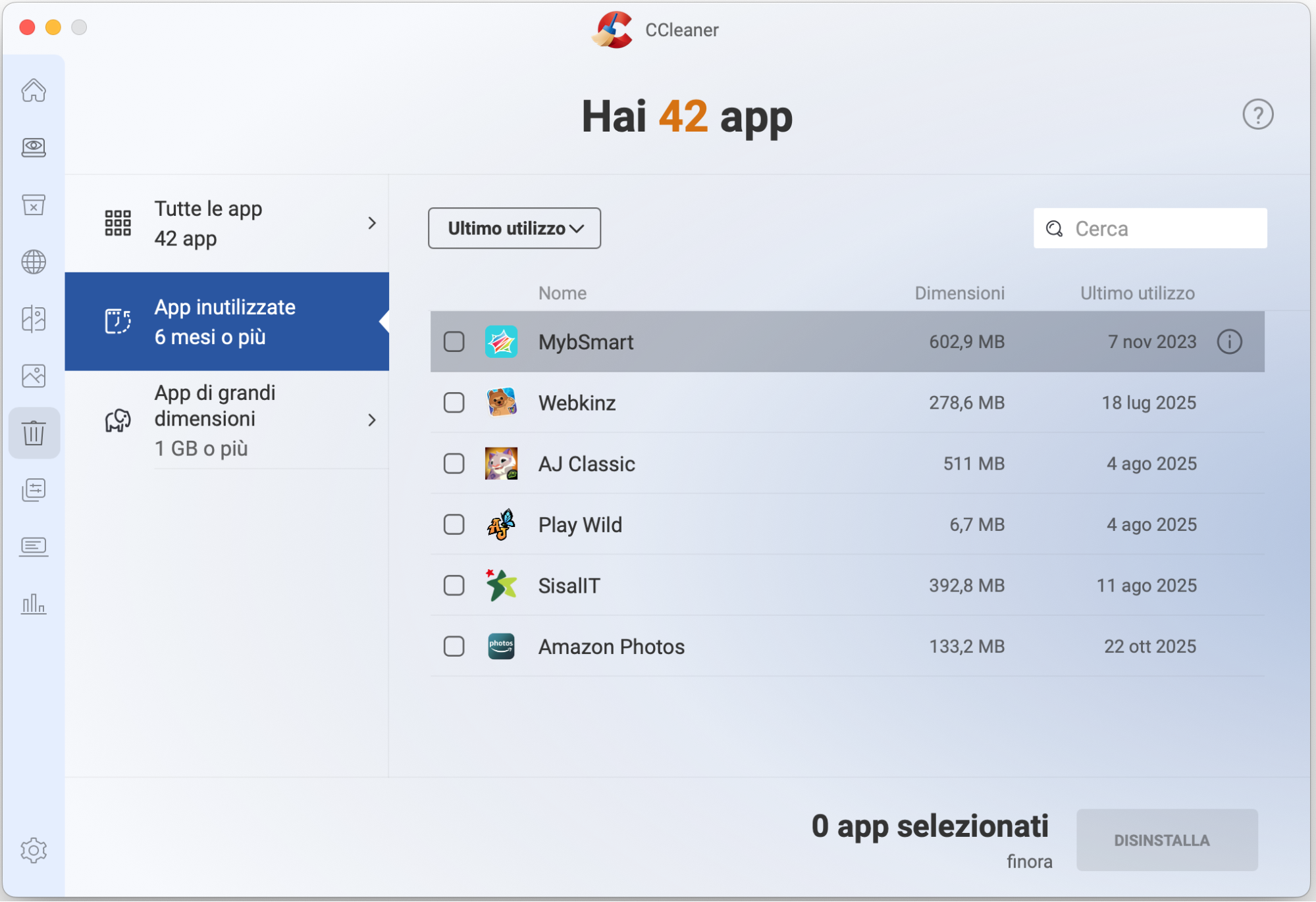 CCleaner ti mostra le app che puoi rimuovere dopo aver eseguito una scansione del tuo dispositivo. Puoi quindi disinstallarle senza troppe difficoltà.