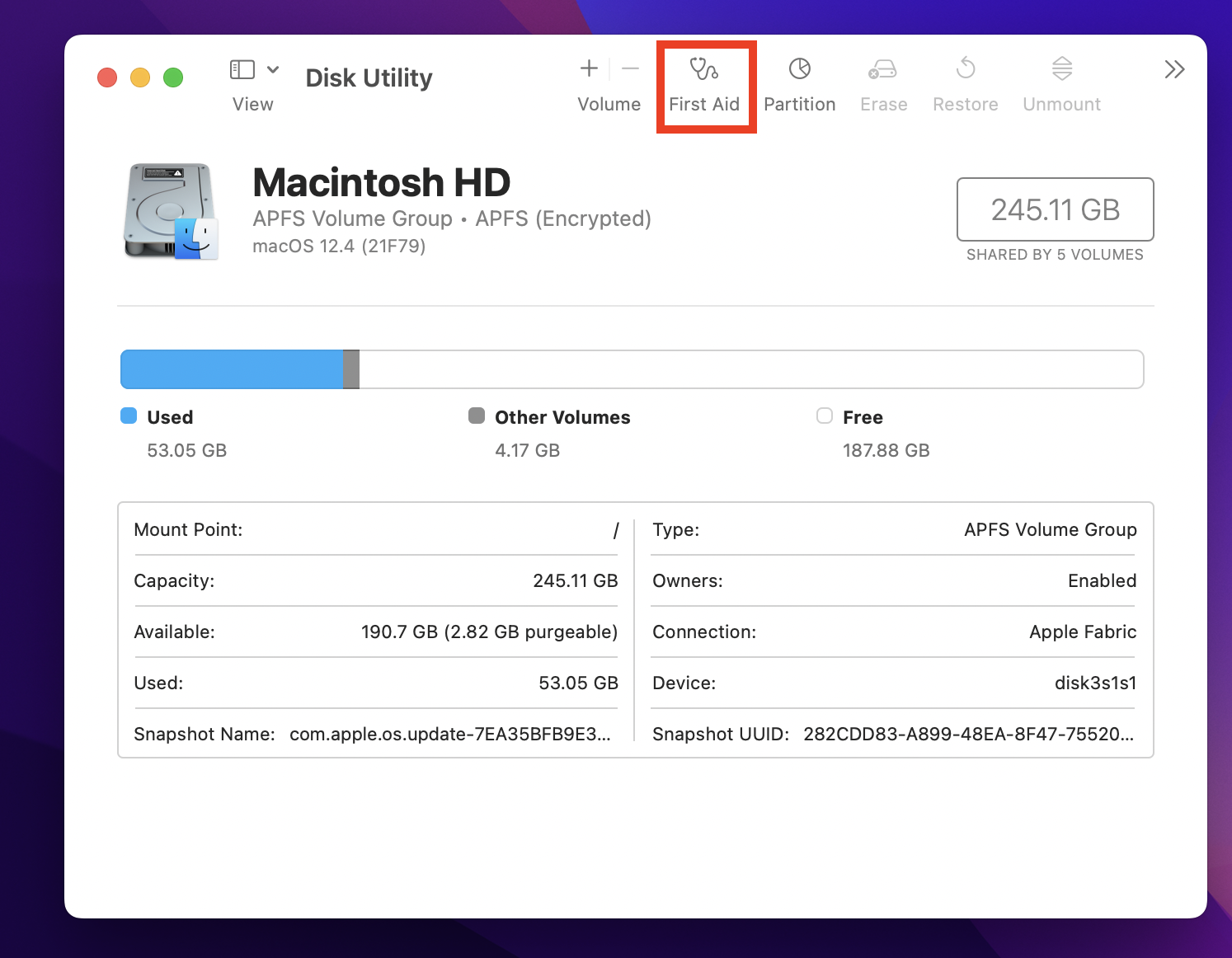 Disk Utility First Aid tab Disk Utility First Aid tab