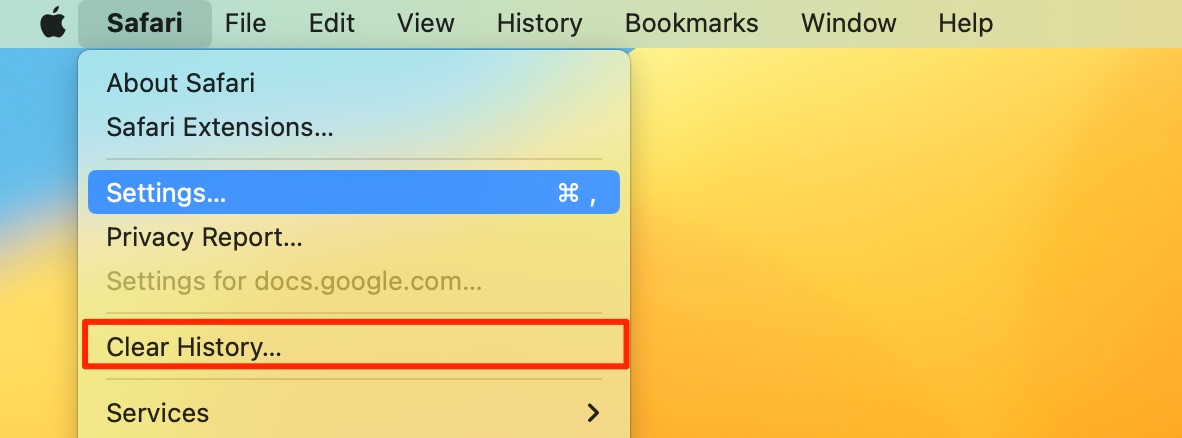 how to clear safari history on mac