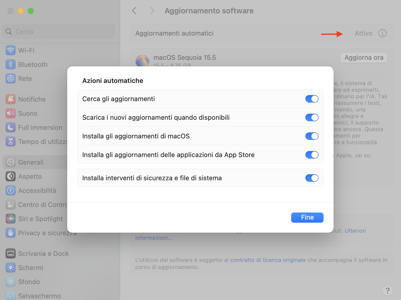 Per assicurarti che il tuo macOS rimanga aggiornato, puoi attivare gli aggiornamenti automatici. Ora, non solo il tuo macOS sarà aggiornato alla versione più recente, ma lo saranno anche le app installate dall'App Store, incluso Safari.