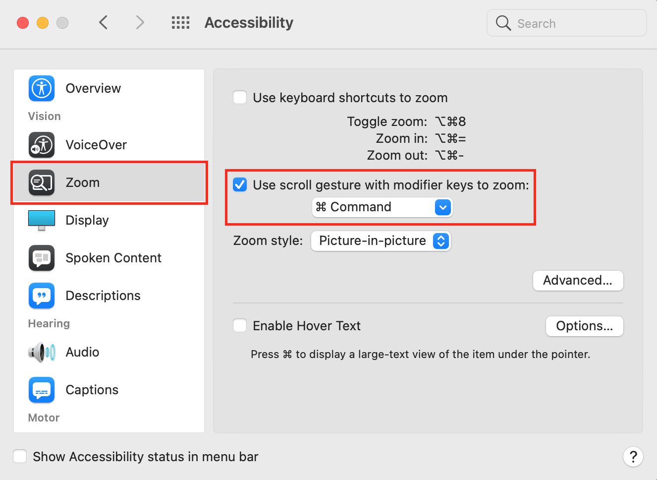 mac safari zoom gestures