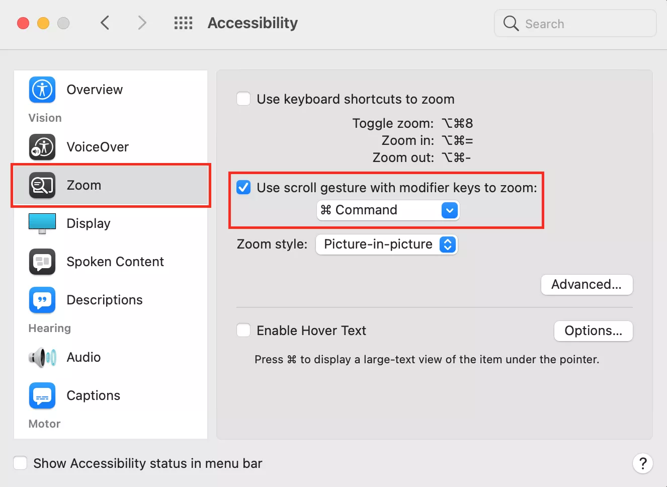 Zoom gestures on Mac