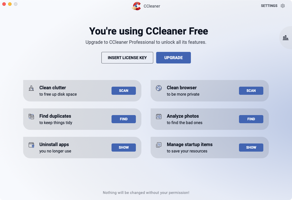 The CCleaner’s Windows version shows the home screen to the new users after they’ve downloaded, installed, and opened the app. Still, you already can see the list of in-built features of the app and ways to upgrade it. The CCleaner’s Windows version shows the home screen to the new users after they’ve downloaded, installed, and opened the app. Still, you already can see the list of in-built features of the app and ways to upgrade it.