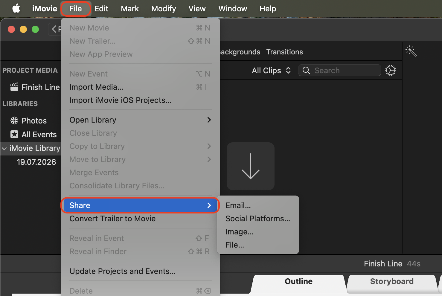 Open iMovie on your Mac, import your MOV file, click File then Share then File, and lower the resolution and quality before saving the smaller video.