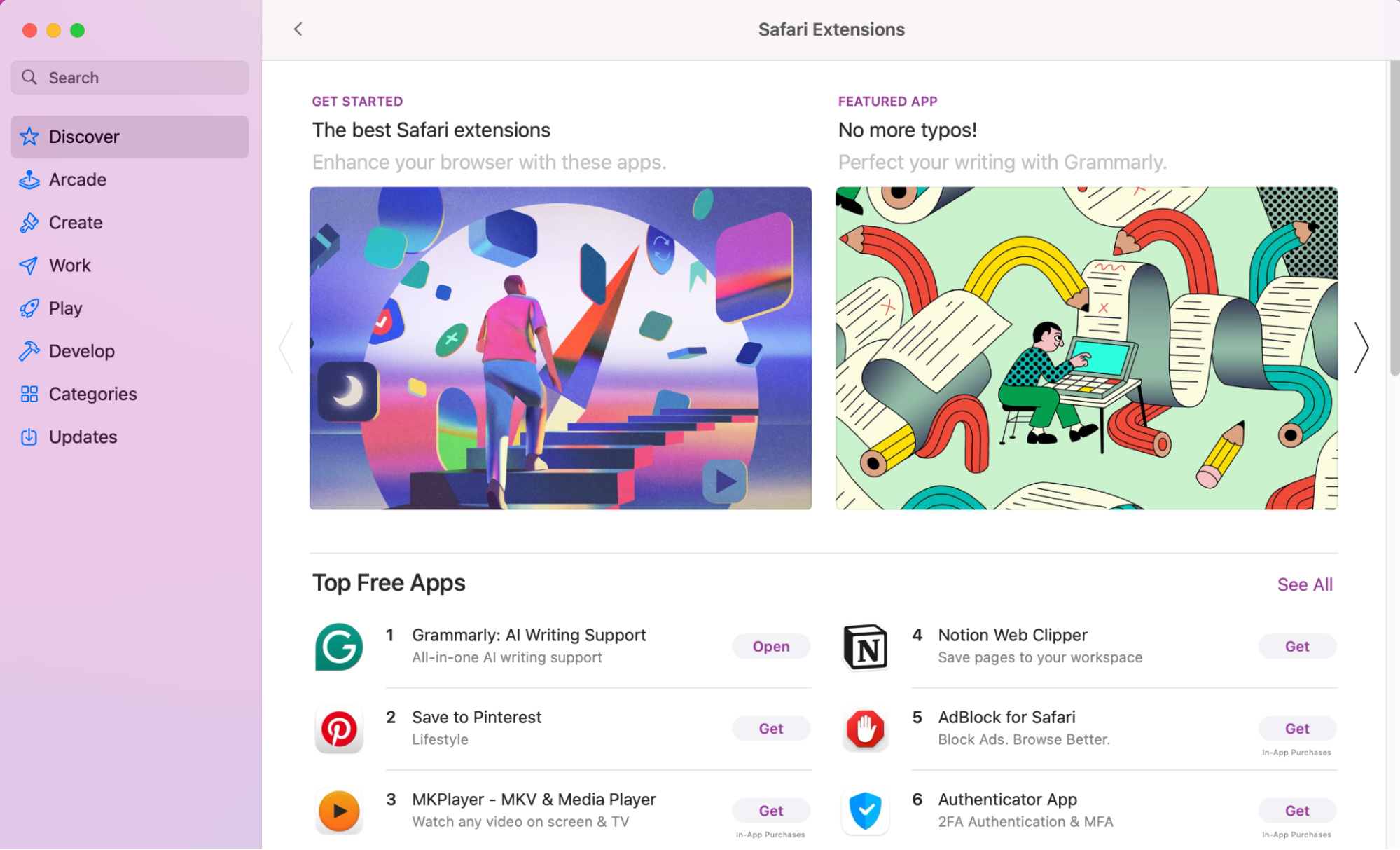 If you are not seeing an Extension you want, you can click on More Extensions to be taken to the App Store where you can browse and install macOS-supported software to Safari
