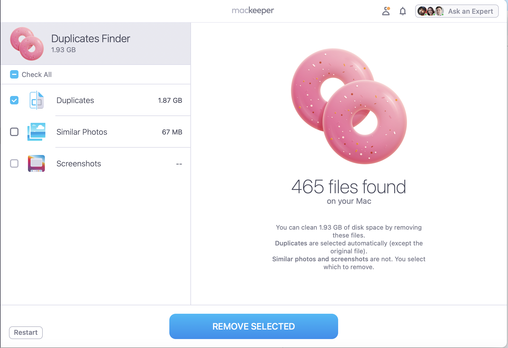 After the scan is complete, look through the scan findings. Anything you no longer want or need, tick and then when you’re ready press Remove Selected.