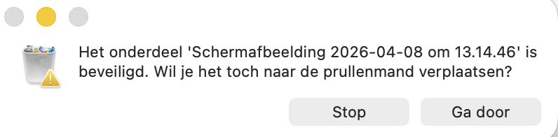 Soms zie je de volgende foutmelding wanneer je een bestand probeert te verwijderen dat momenteel door een app op je MacBook wordt gebruikt.