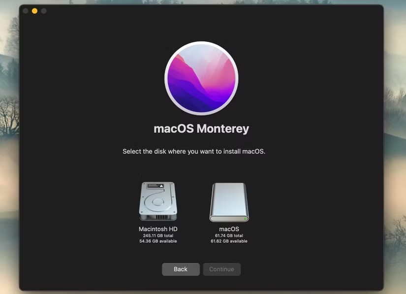 The macOS Monterey installer on Mac. After booting from a bootable USB drive, follow the on-screen instructions to install macOS Monterey on the Macintosh HD.