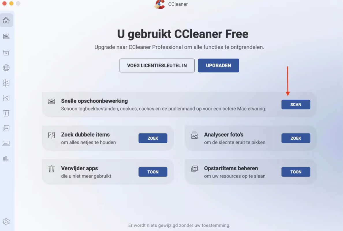 CCleaner is een andere tool die kan bijdragen aan het opschonen van je Mac en het verwijderen van onnodige bestanden. Bekijk het opschoonrapport van de app.