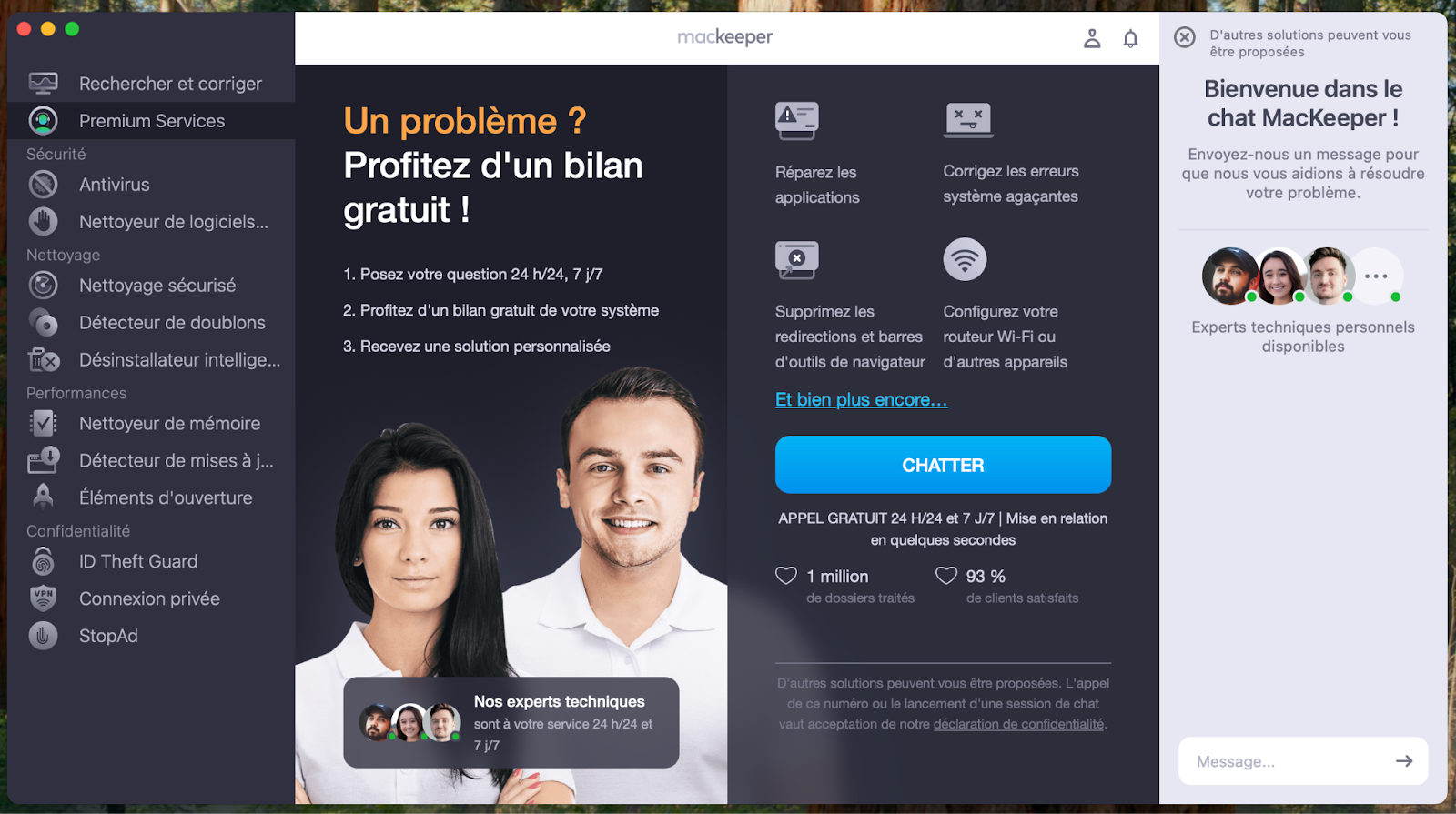 Pour savoir comment créer une version bootable de macOS sur une clé USB, demandez l'avis d'un expert. Lancez MacKeeper, puis sélectionnez Premium Services dans le menu latéral gauche, cliquez ensuite sur Chatter.