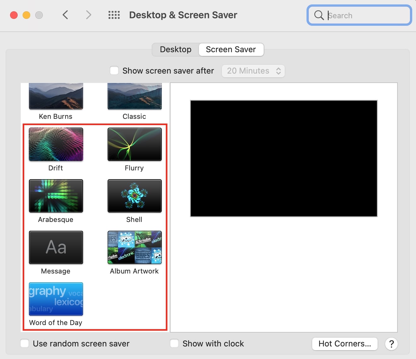 Choosing a screensaver on Mac Choosing a screensaver on Mac