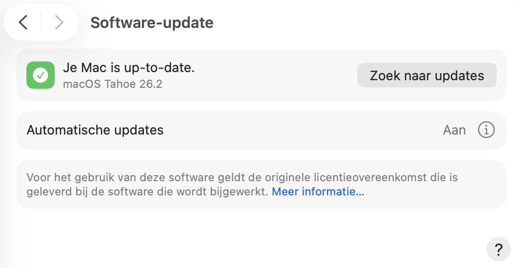 Na een paar seconden zoekt je Mac naar beschikbare software-updates. Als er een update beschikbaar is, klik je op Werk nu bij.